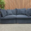 slim long island sofa in midnight brushed linen cotton