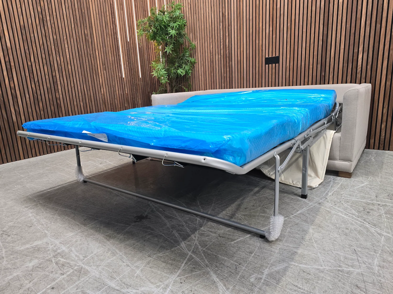 aissa 3 seater sofa bed in stone brushed linen cotton