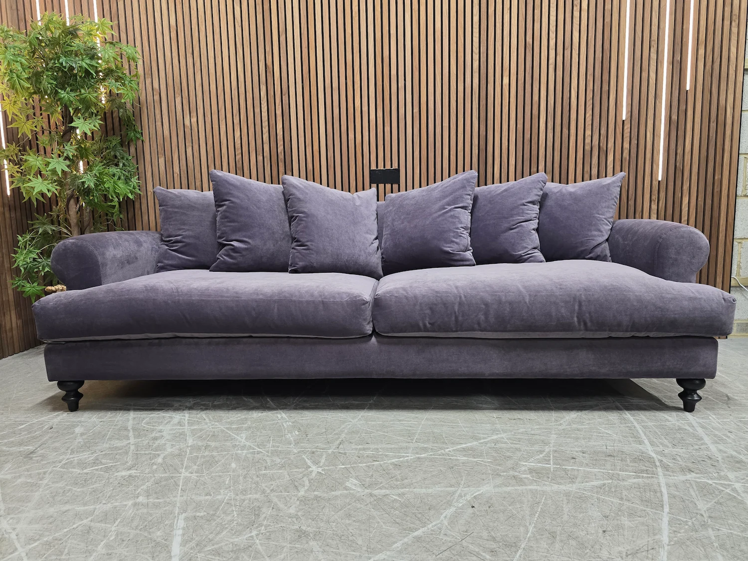 teddy 4 seater sofa in shale aquaclean clever velvet
