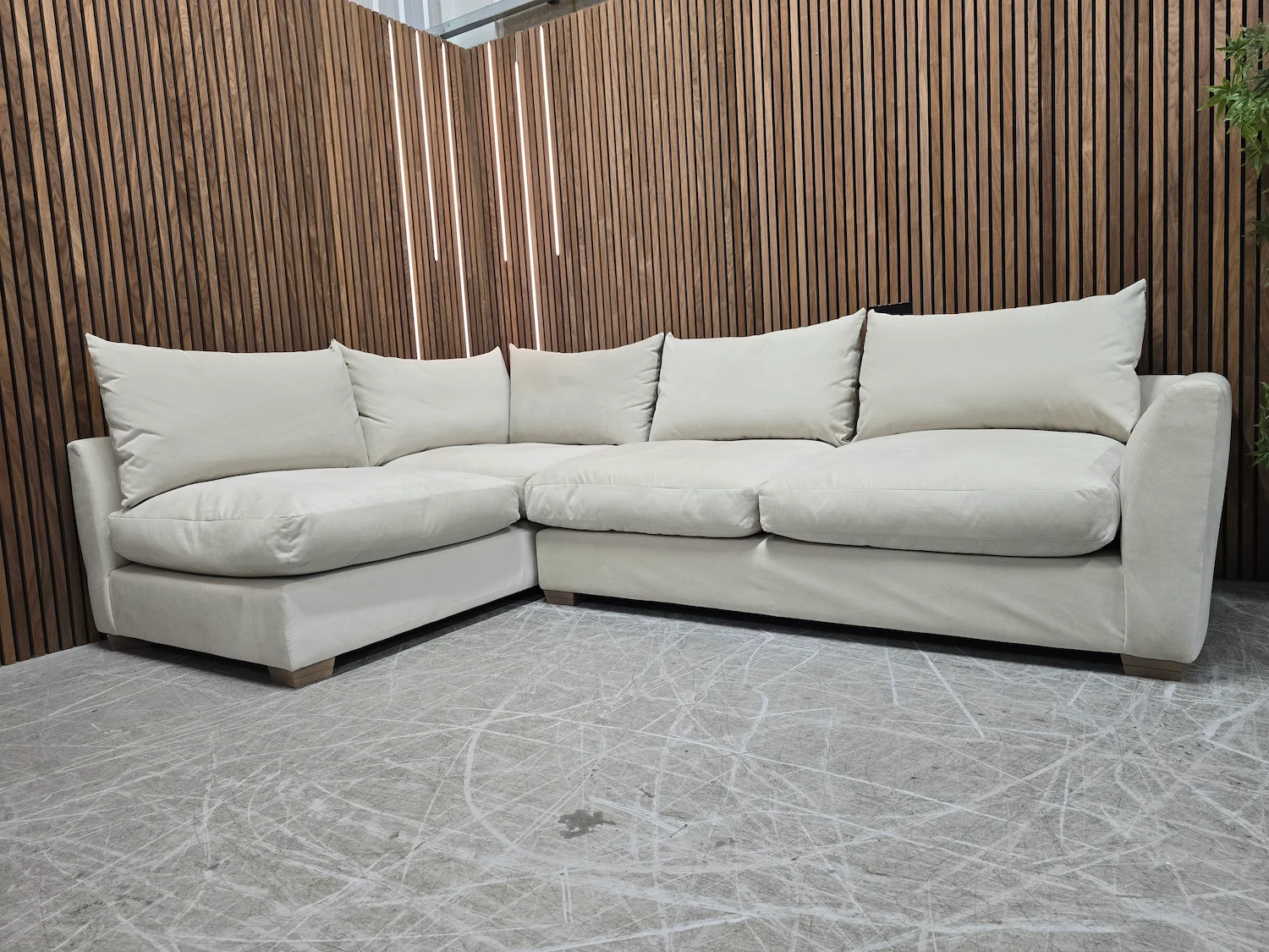 floyd left hand facing corner sofa in bone velvet