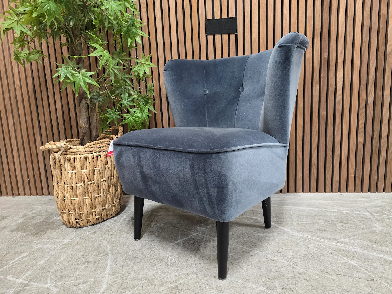 betty cocktail armchair in skyfall cotton velvet