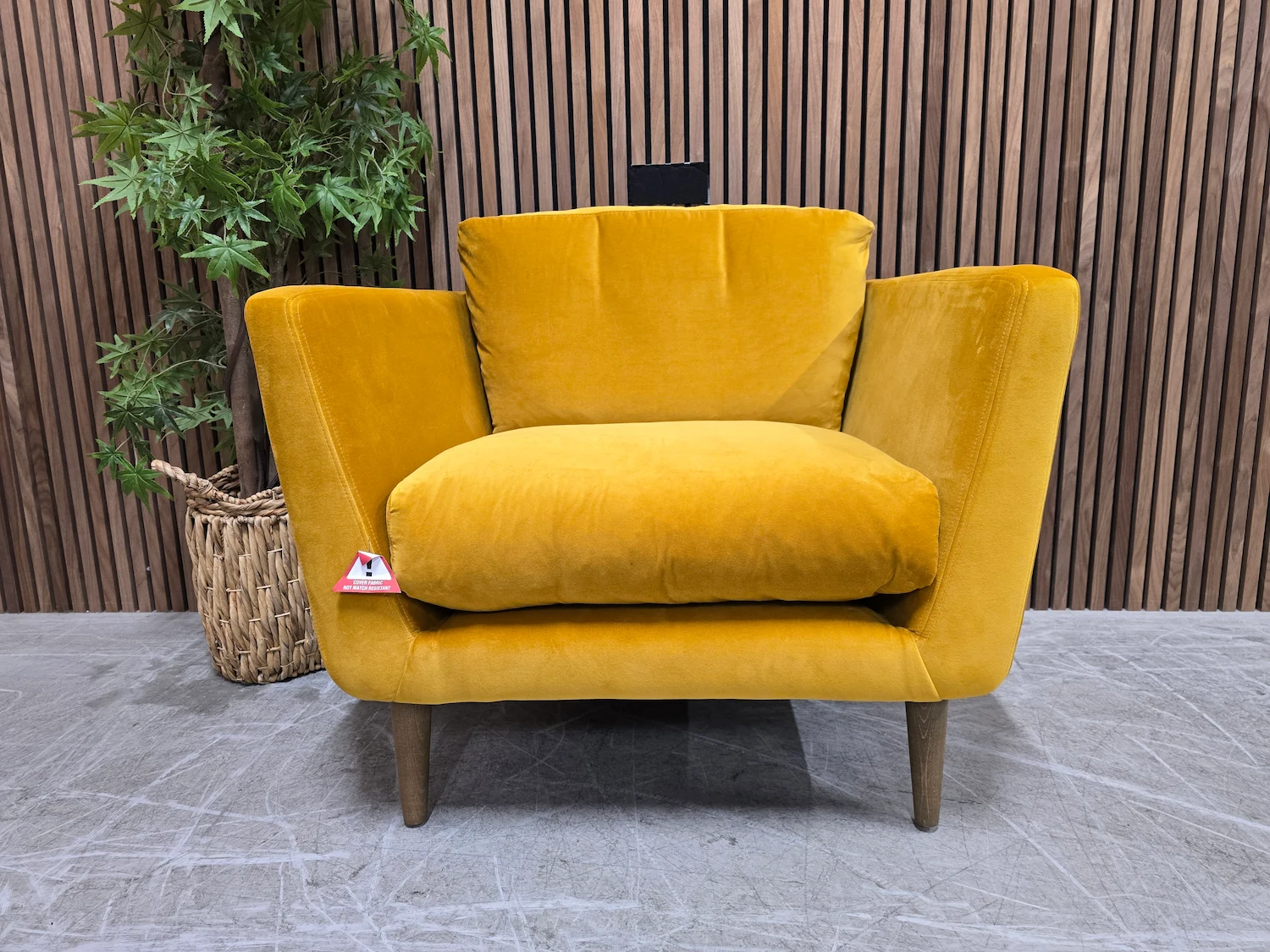 holly retro modern armchair in amber smart velvet