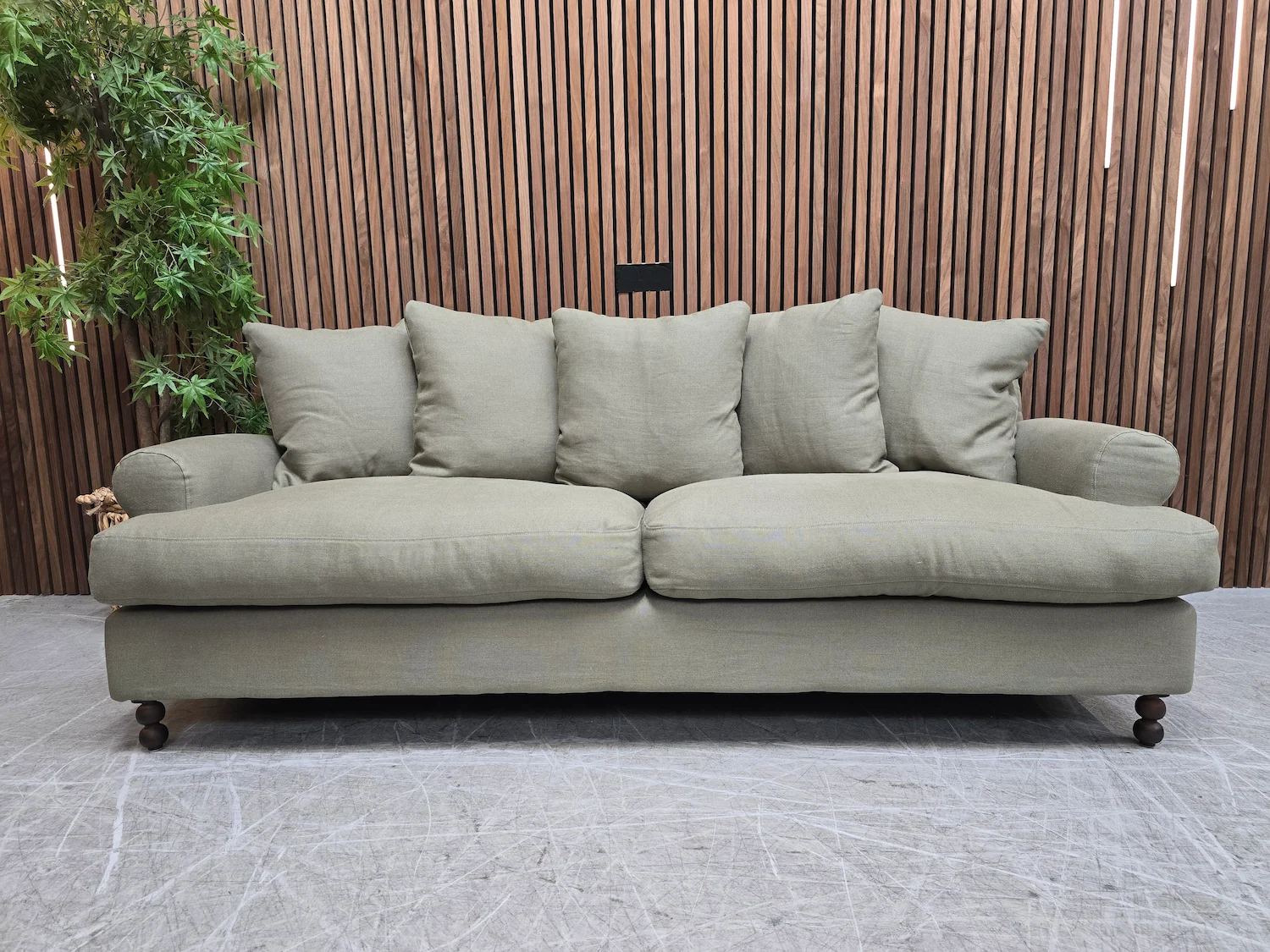 soho audrey 3 seater sofa in sage linen