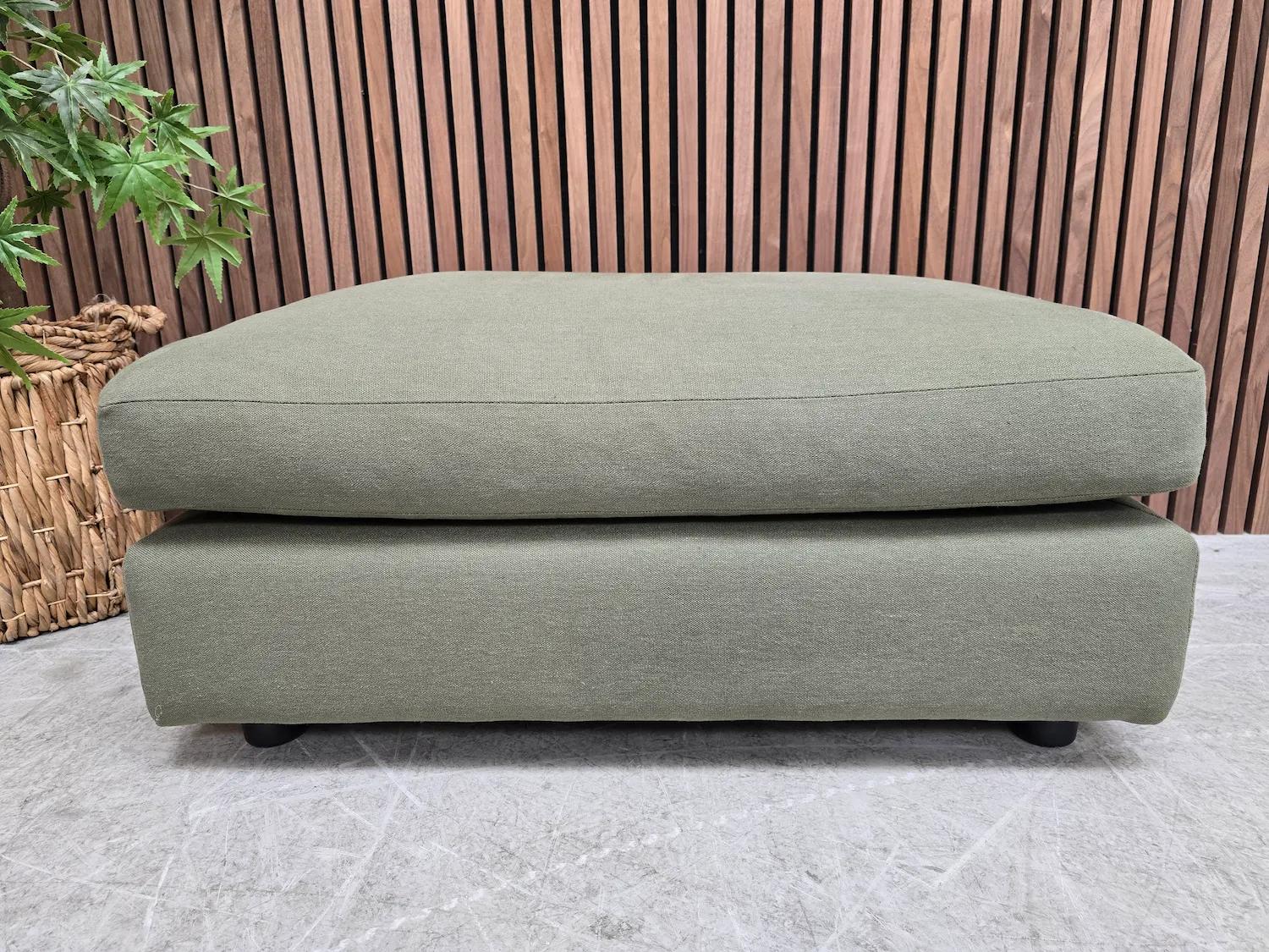 loaf big easy footstool in baked fig clever linen