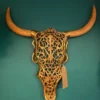 gold tribal bison wall head