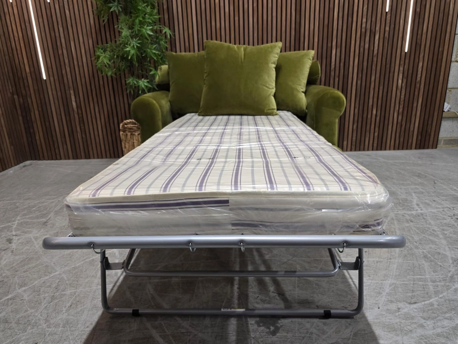 teddy loveseat sofa bed in olive cotton matt velvet