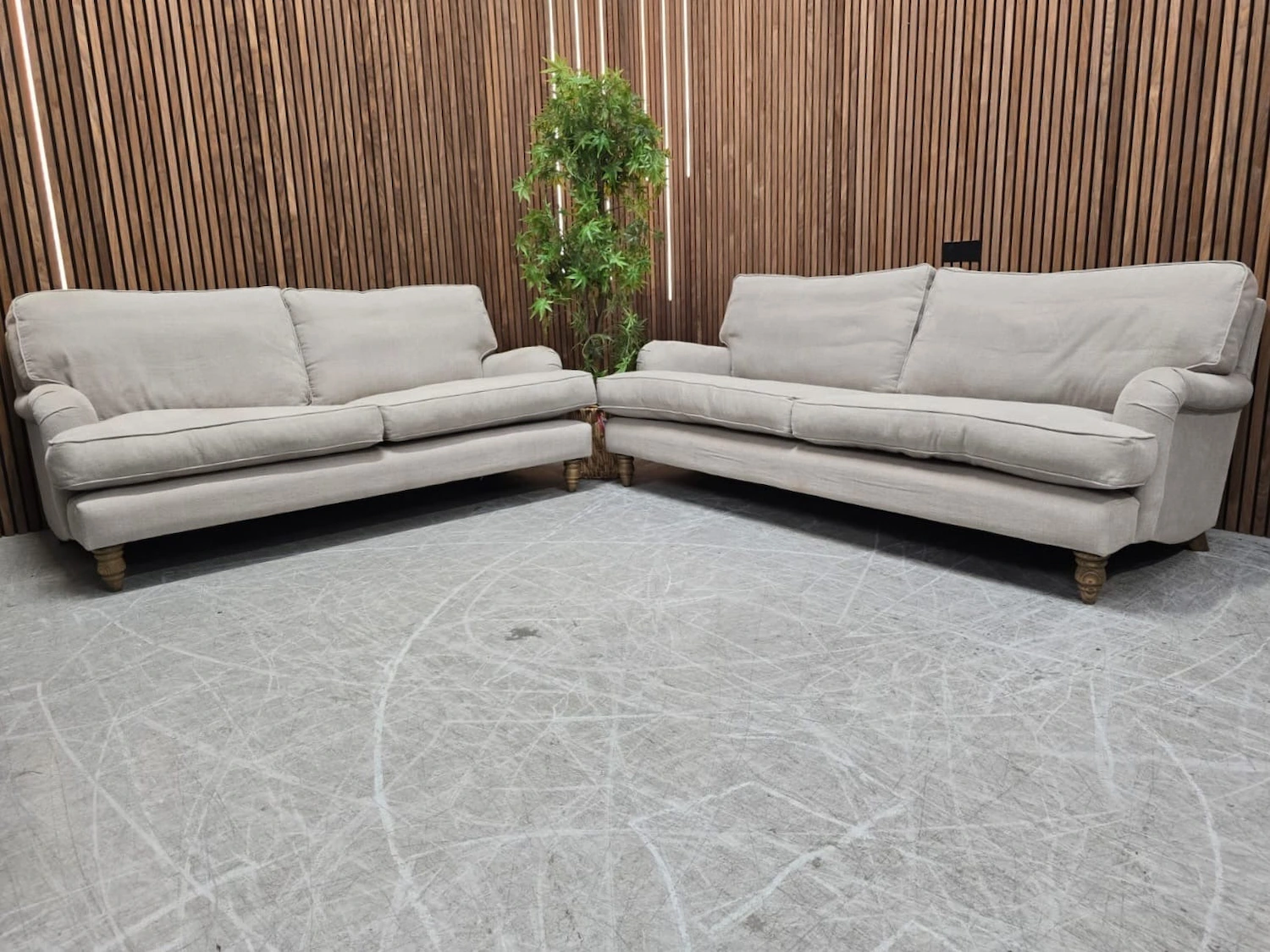 Seater & 2.5 Seater Sofas In Stone (natural) Brushed Linen Cotton