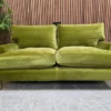isla 2 seater sofa front photo in olive cotton matt velvet