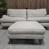 bluebell 3 seater and footstool in taupe brushed line cotton