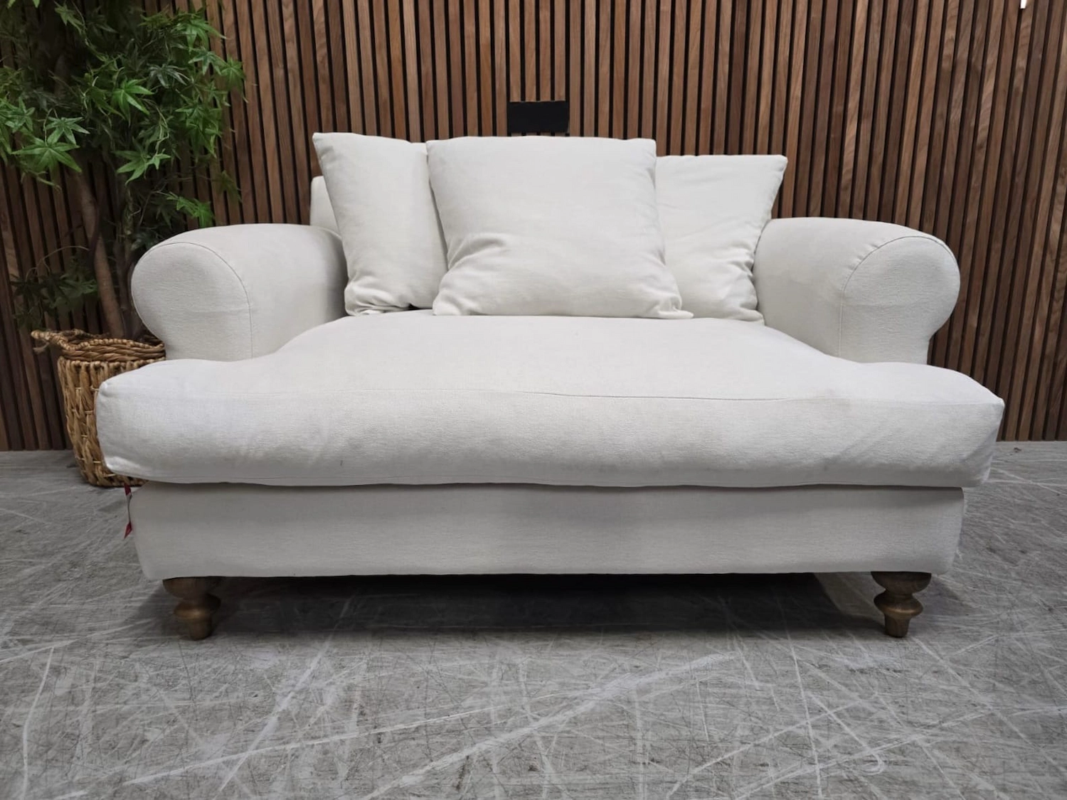 Sof.com Loveseat in Alabaster (white) brushed linen cotton