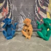 Set Of 3 Cheeky Monkey Ornaments blue yellow and green