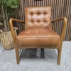 humber vintage leather armchair with exposed oak frame