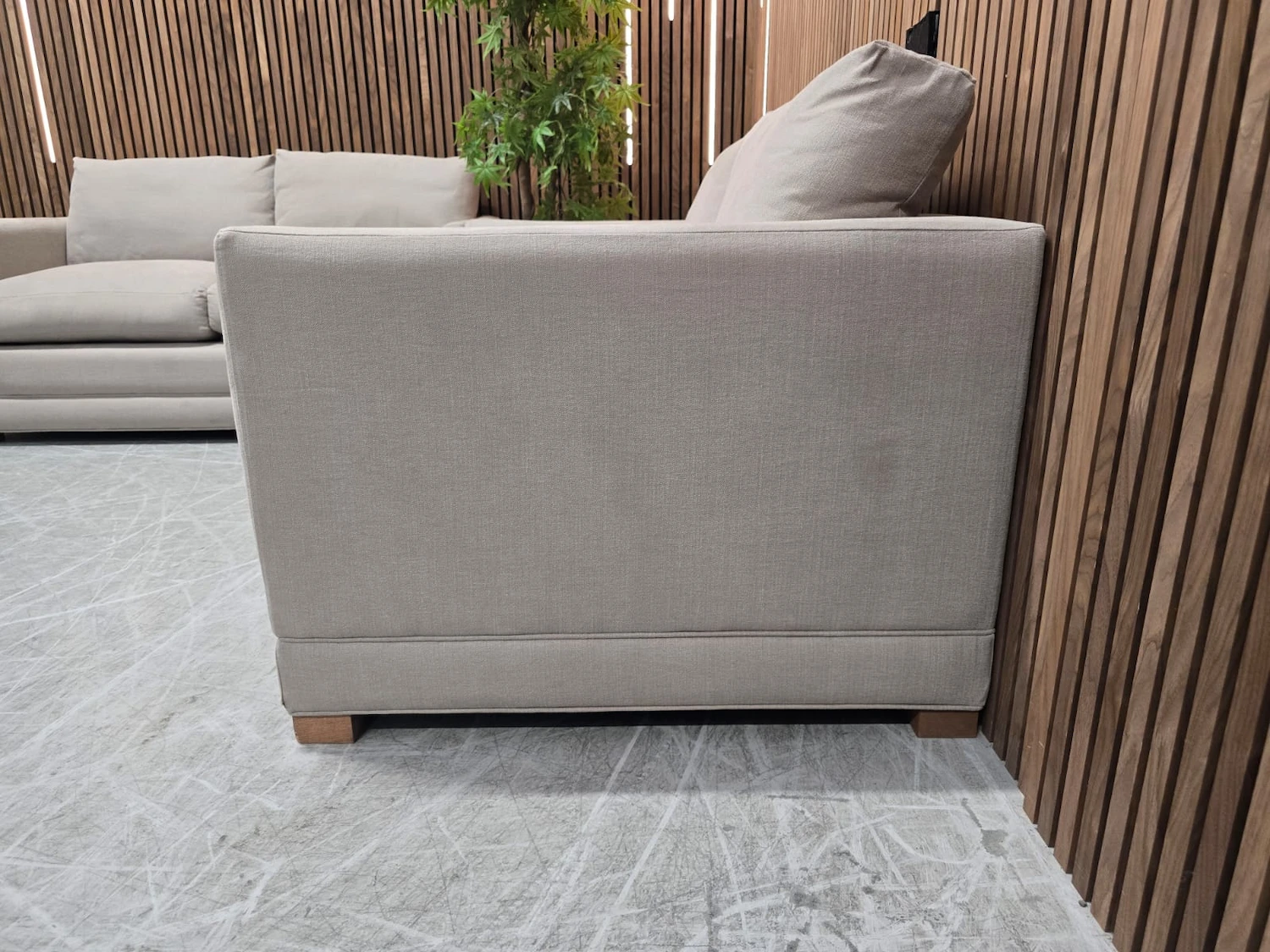 right side arm of the aissa 2 seater in stone