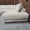 right hand sofa end Large Corner Sofa & Glass Coffee Table In White Cosy Fabric