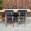 4x steel velvet and oak chairs around the anderson extending dining table