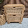 boho rattan and mango wood 2 drawer bedside cabinet