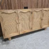rustic mango wooden and rattan sideboard from the left side
