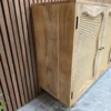 left side of the boho themed sideboard