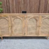 boho style mango wood and rattan 4 door sideboard