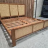 Boho wood & Rattan super king bed 3 boho style sheesham wood and rattan super king bed frame from the left side