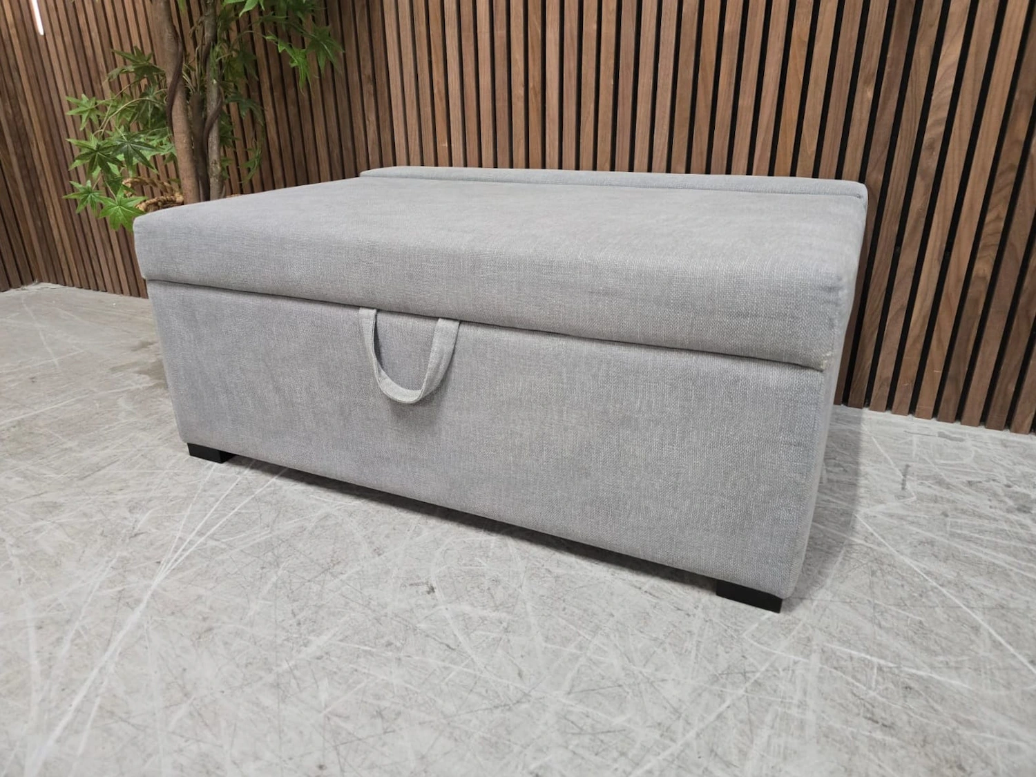 henry bed in a box in burnham grey norfolk cotton from the right side