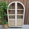 atomic white wash mango wood 2 door glass cabinet