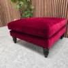 isla medium square footstool in malbec cotton matt velvet from the right side