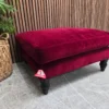 isla medium square footstool in malbec cotton matt velvet from the left side