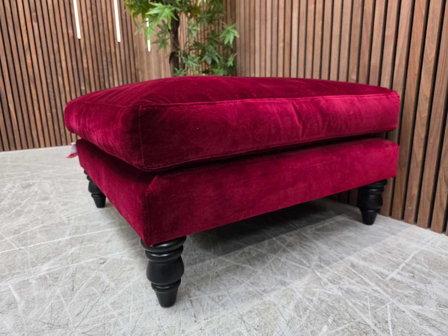 right side profile of the isla footstool