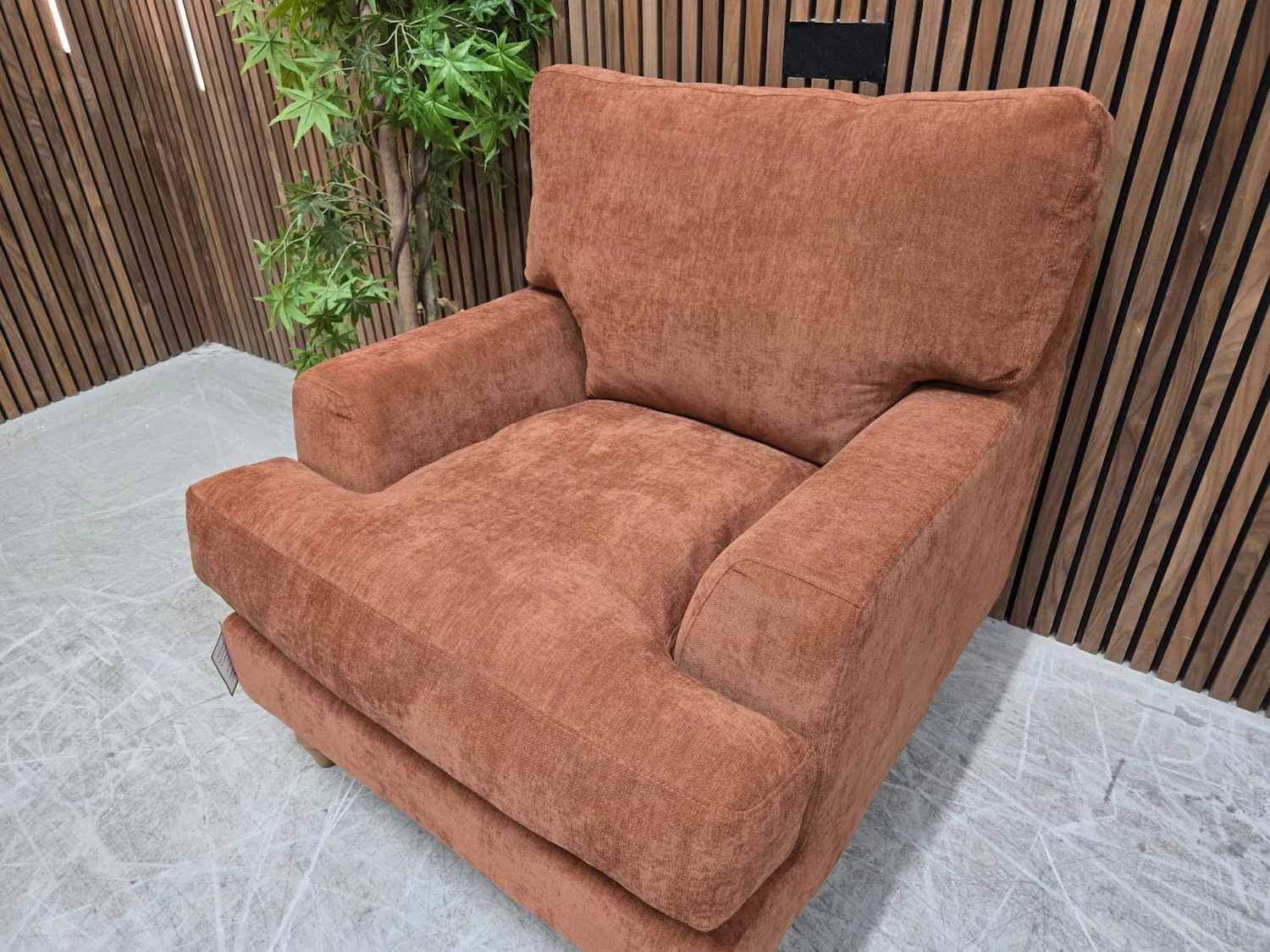 overview of both seat and back cushion on the isla armchair in koi