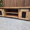 Mango & Iron large tv stand 3 industrial mango wooden and iron sideboard from the right side