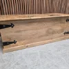 mango wooden storage trunk coffee table from the left side