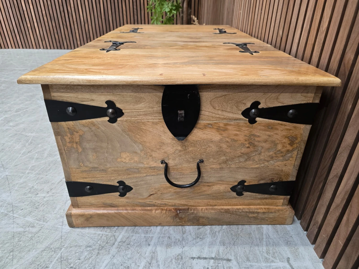 right side of the chest showing the iron detail