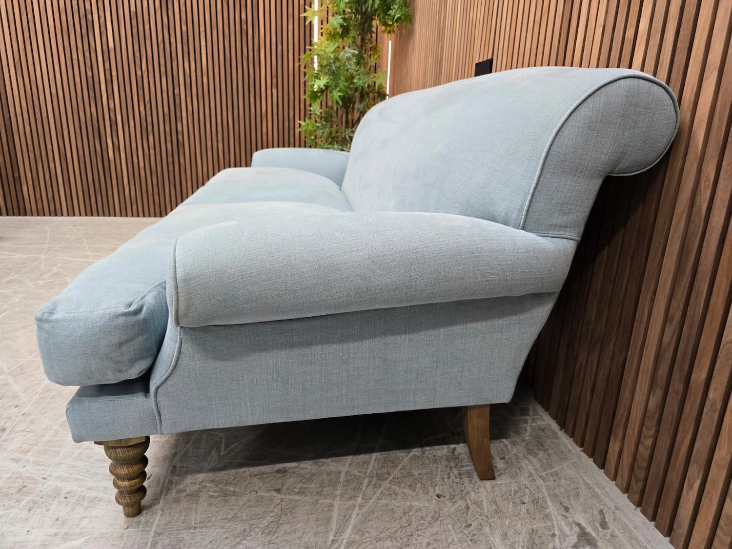 Saturday 3 seater sofa in lagoon Brushed Linen Cotton 4 right side arm picture of the saturday 3 seater
