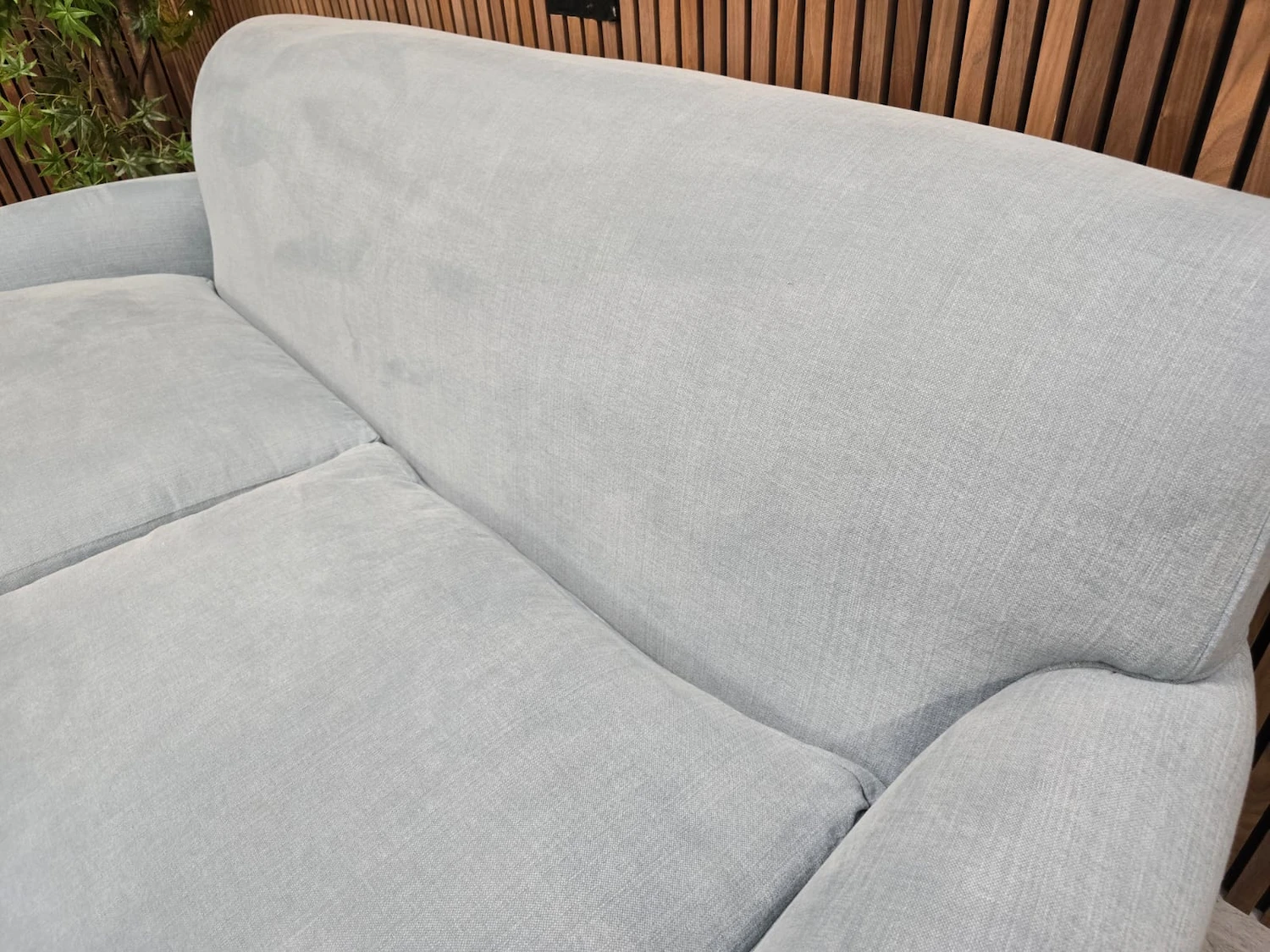 Saturday 3 seater sofa in lagoon Brushed Linen Cotton 6 photo of the back rest on the saturday sofa
