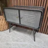 industrial metal cabinet with two doors from the right side