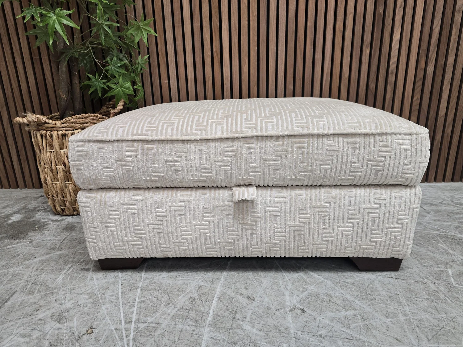 Valentino large storage footstool in patterned cream