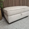Valentino large storage footstool in patterned cream from the left side