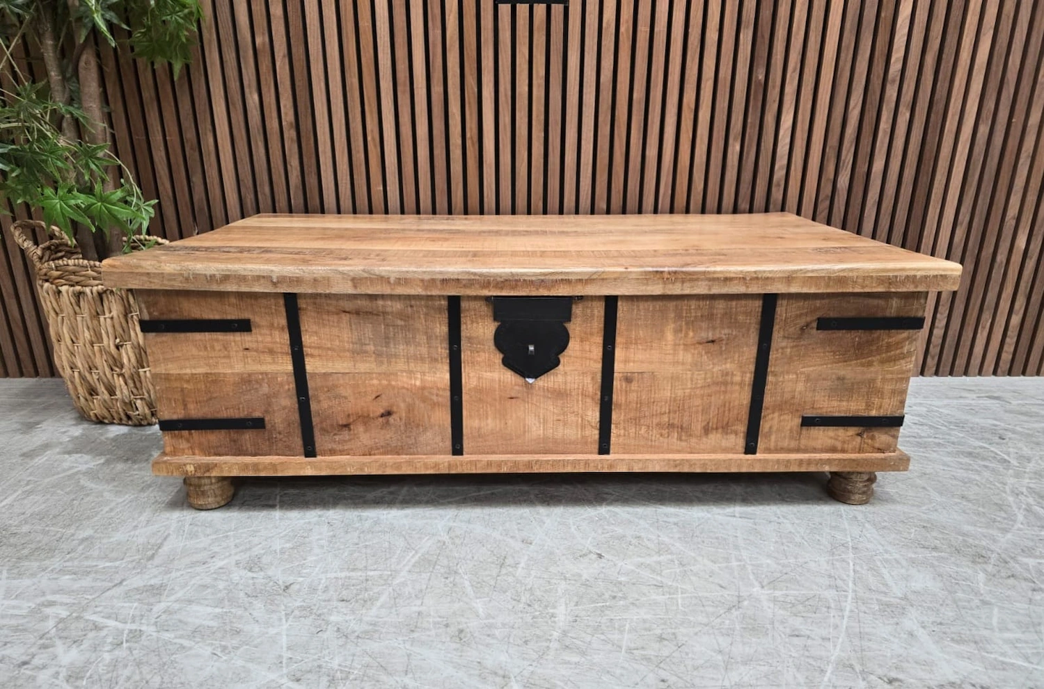 rustic large mango wood trunk chest storage coffee table