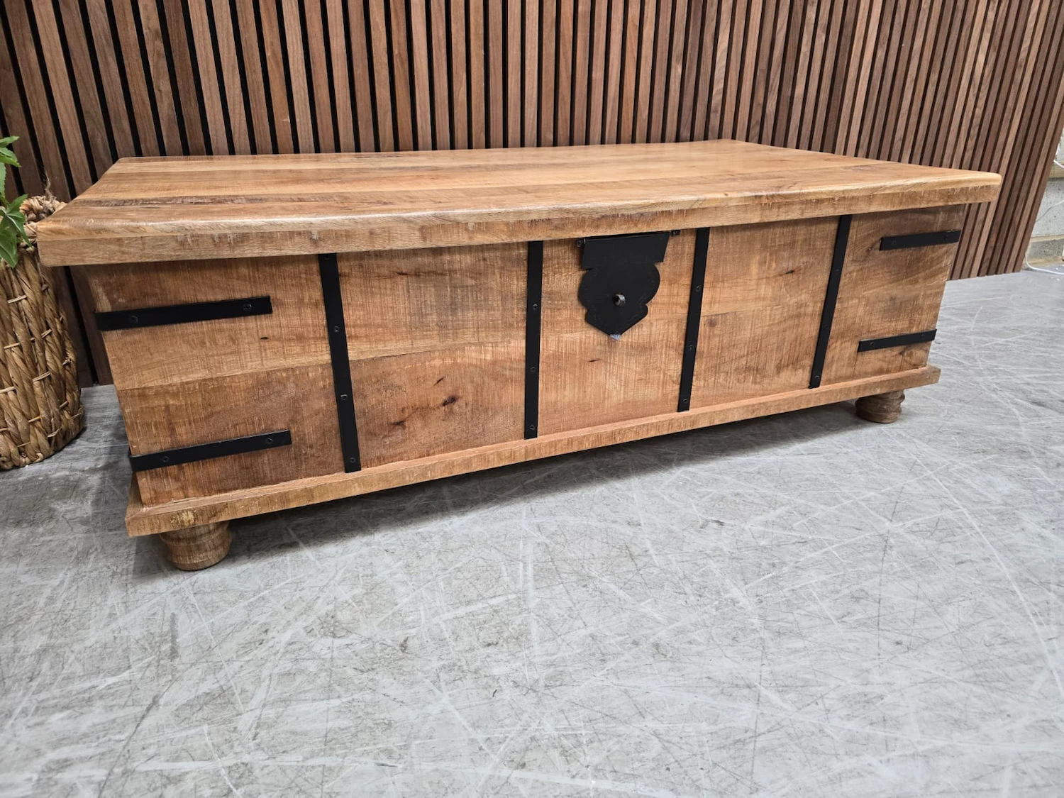 rustic mango wood trunk from the left side