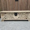 Carved Mango wood storage bench