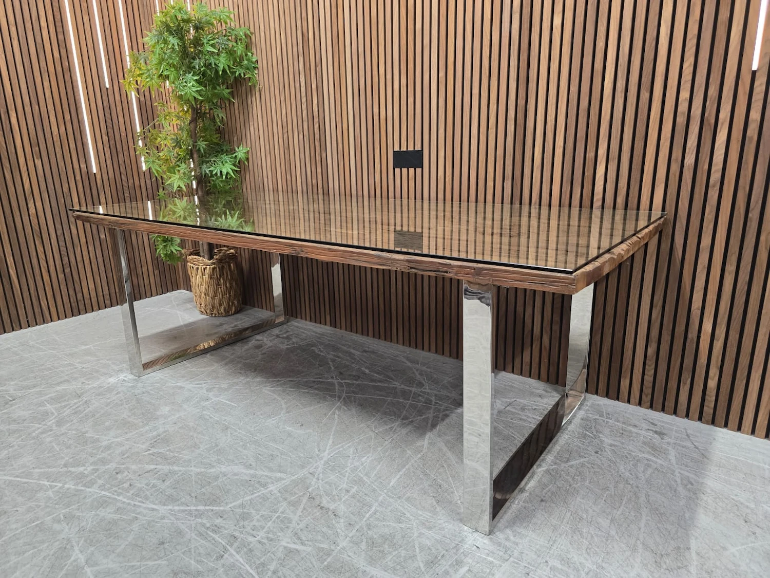 chennai 220cm railway sleeper dining table Right side picture of chennai 220cm railway sleeper dining table