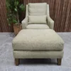 Iggy high back armchair & footstool in palm silky jaquard weave