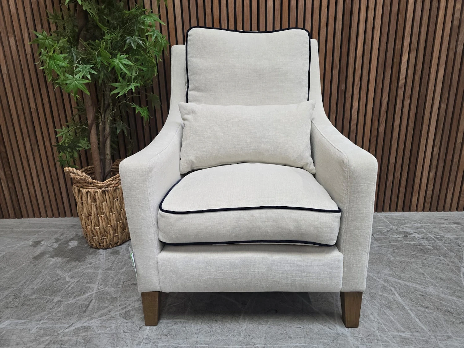 iggy high back armchair in chantilly aquaclean chenille