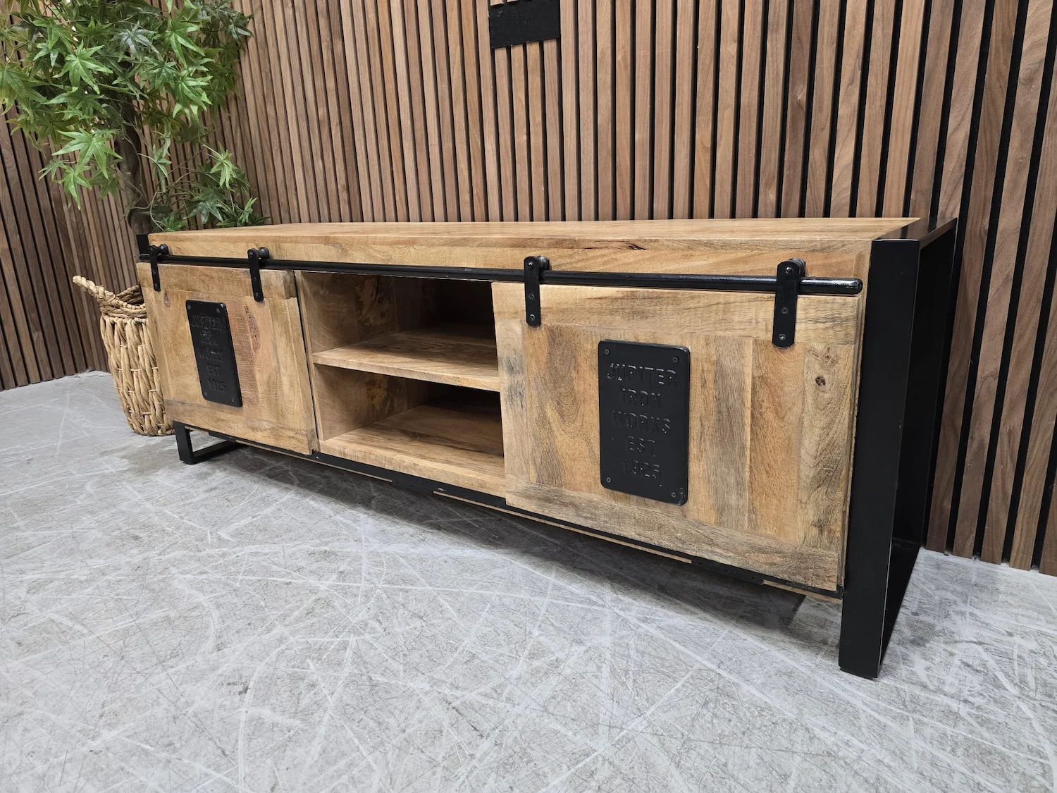 industrial 2 door tv stand 1
