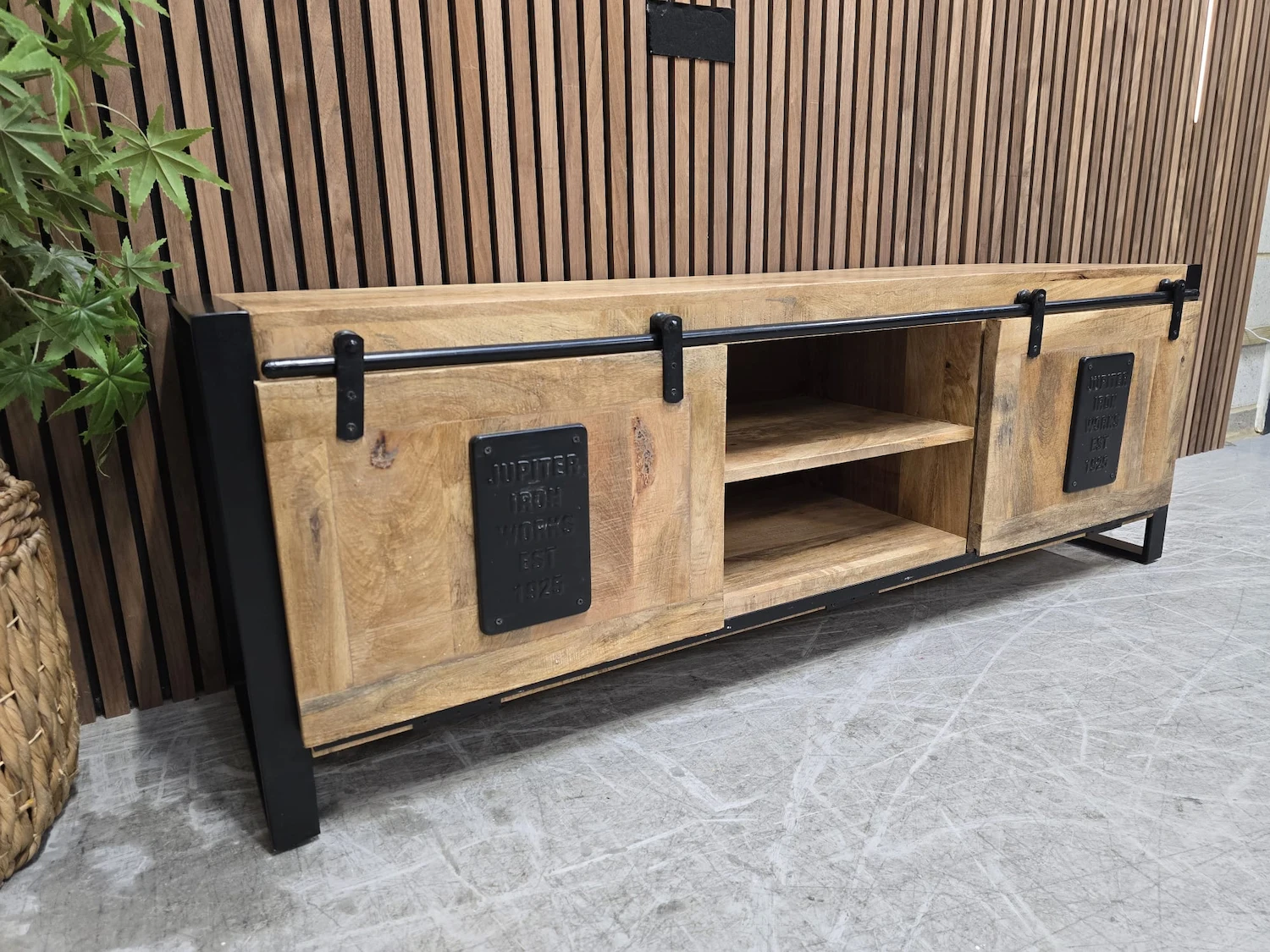 industrial 2 door tv stand 2