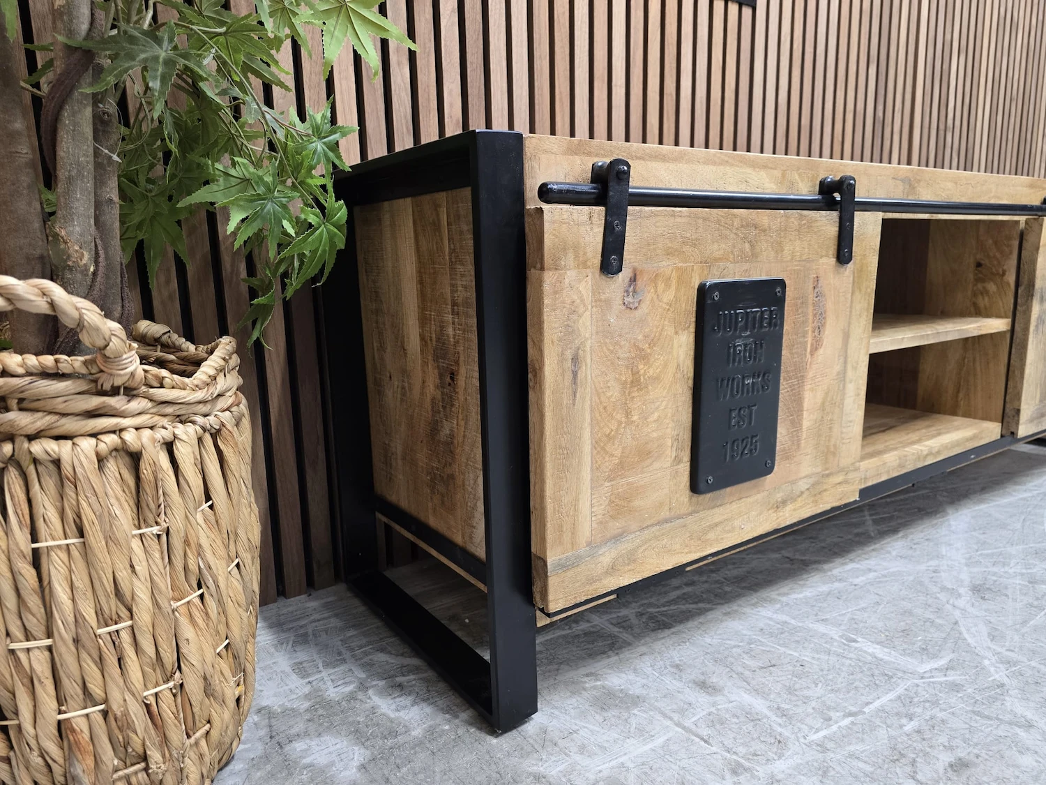 industrial 2 door tv stand 3