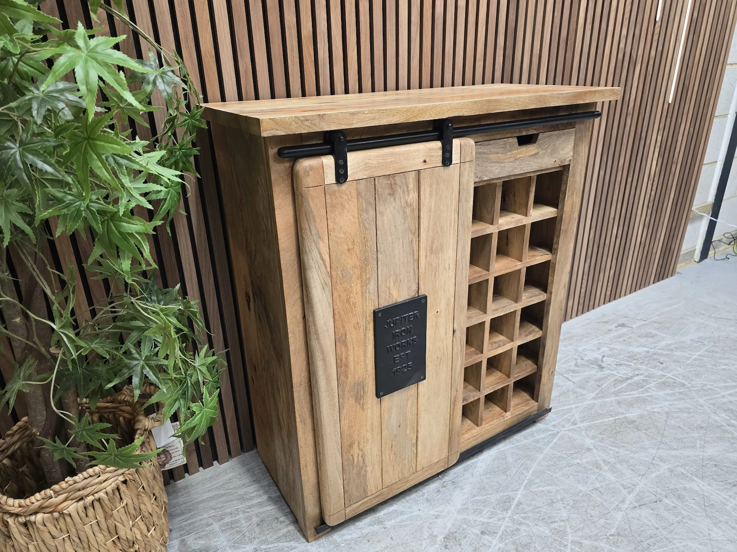 left side picture of the industrial wine cabinet
