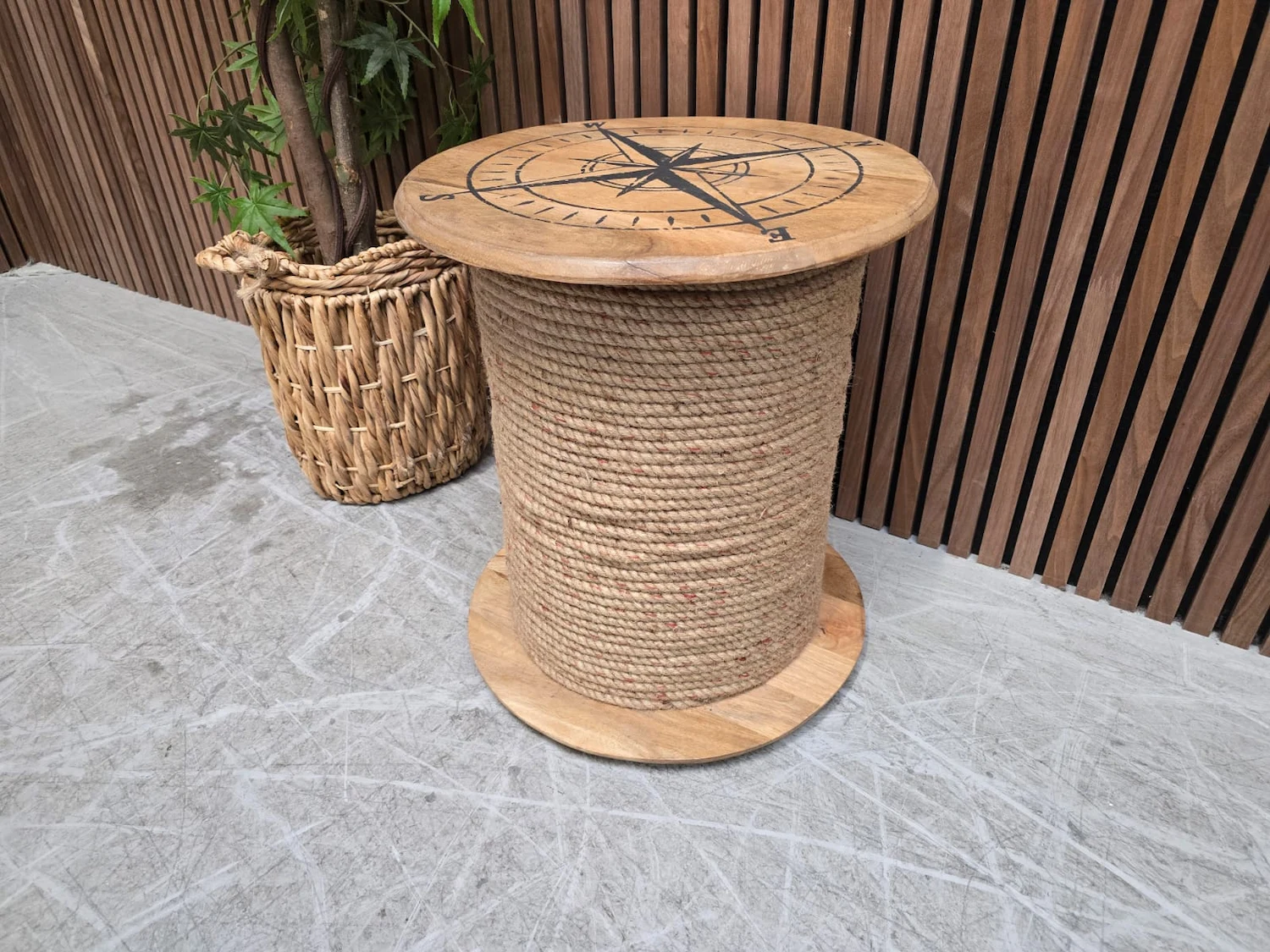 right side picture of Nautical Rope Side Table