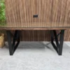 noir railway sleeper table furniture village noir 180cm railway sleeper dining table with black x shaped legs
